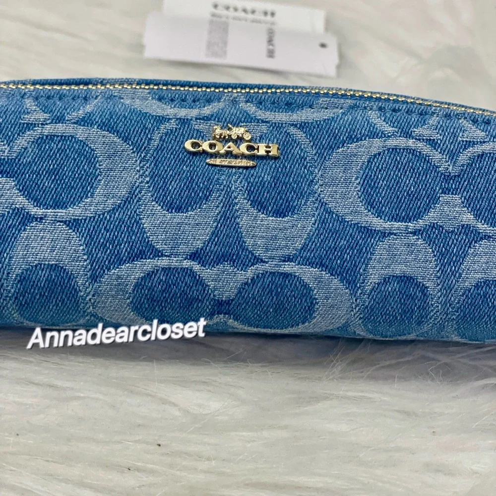 Coach Pencil Case In Signature Denim CDC10 NWT Color: IM/INDIGO